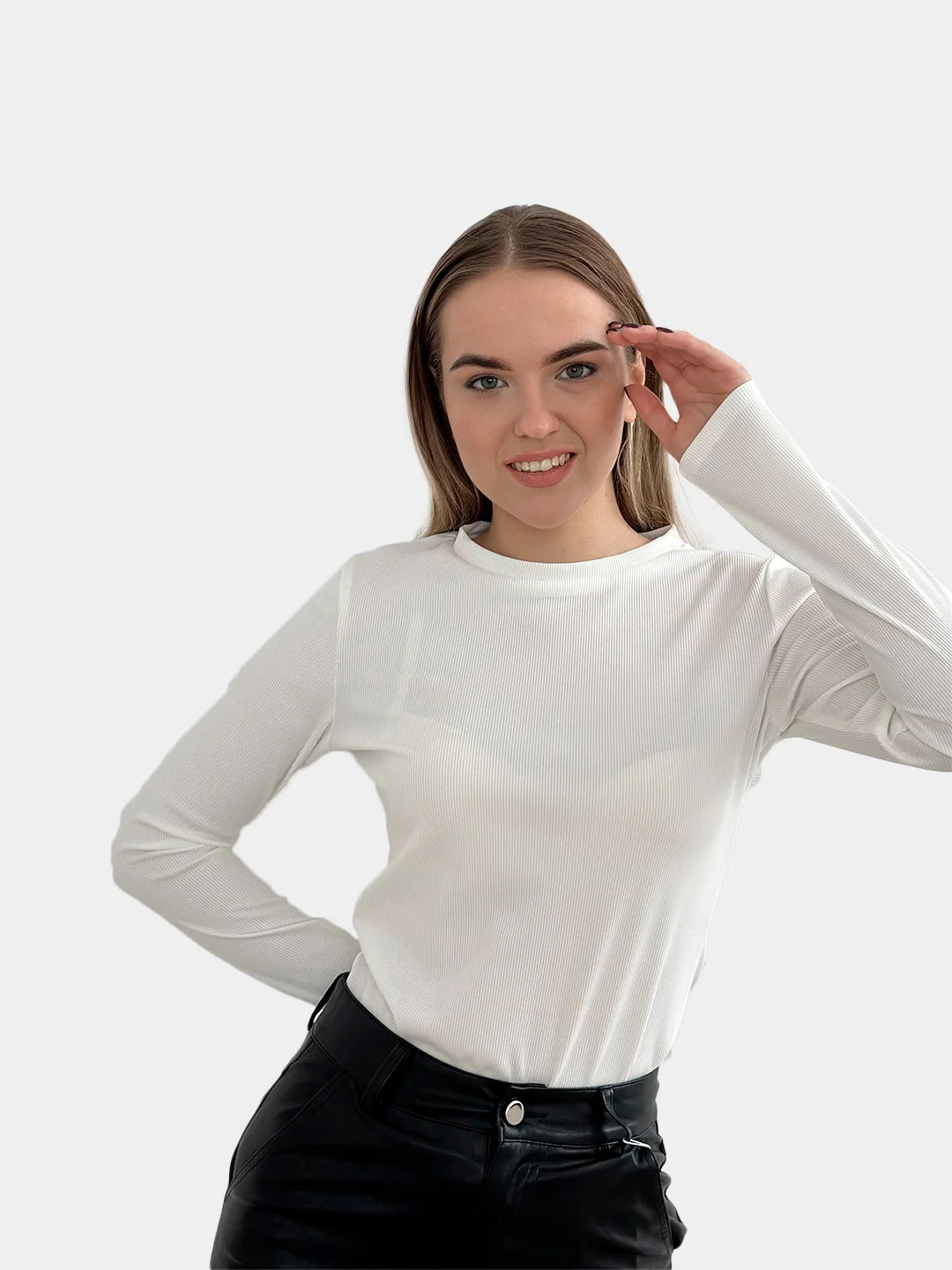 Белый лонгслив в рубчик, женский, свитшот, футболка, толстовка