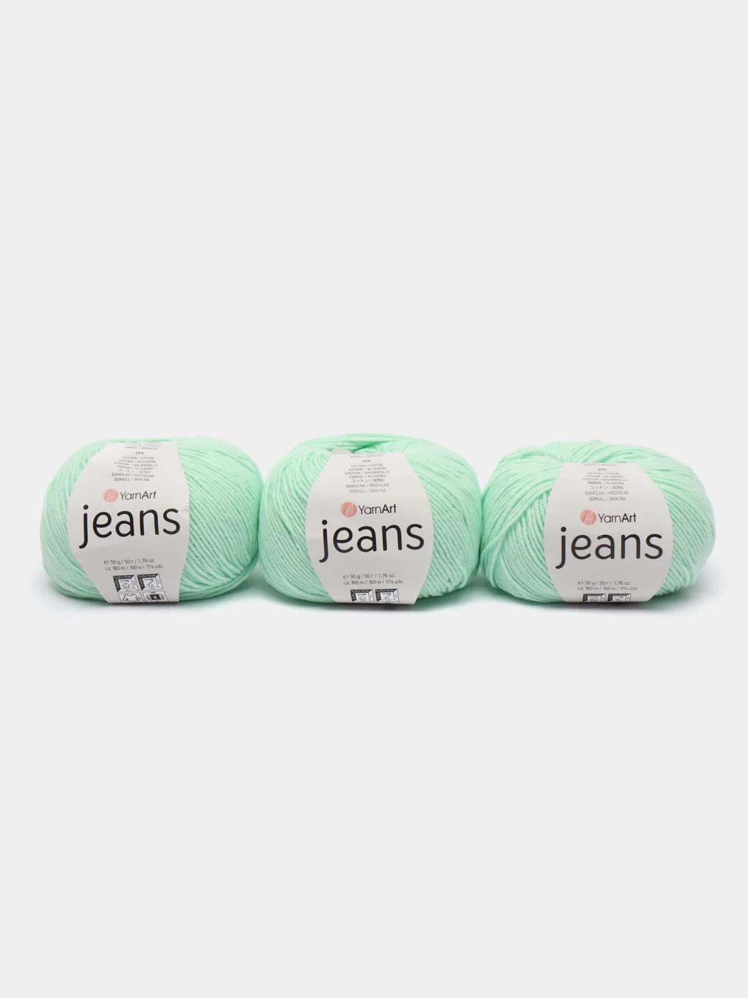 Мятный пряжа Джинс Ярн Арт YarnArt Jeans 50 г, 160 м