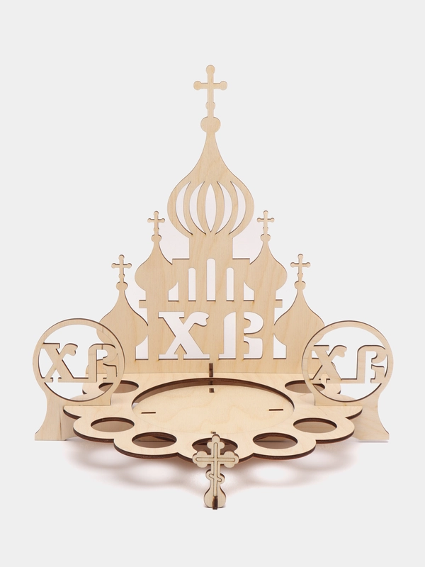 Пасхальная подставка для яиц и кулича "Церковь", в разобранном виде