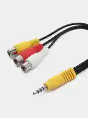 Кабель переходник jack 3.5 - 3 RCA (F) аудио видео сигнала для игровых приставок мама-папа