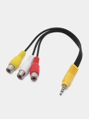 Кабель переходник jack 3.5 - 3 RCA (F) аудио видео сигнала для игровых приставок мама-папа