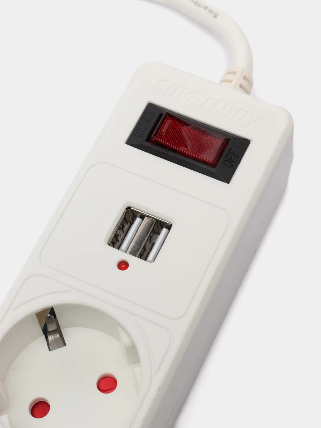 Белый сетевой фильтр Smartbuy SBSP-18U-W, 5 розеток, 2 USB, 1,8 м
