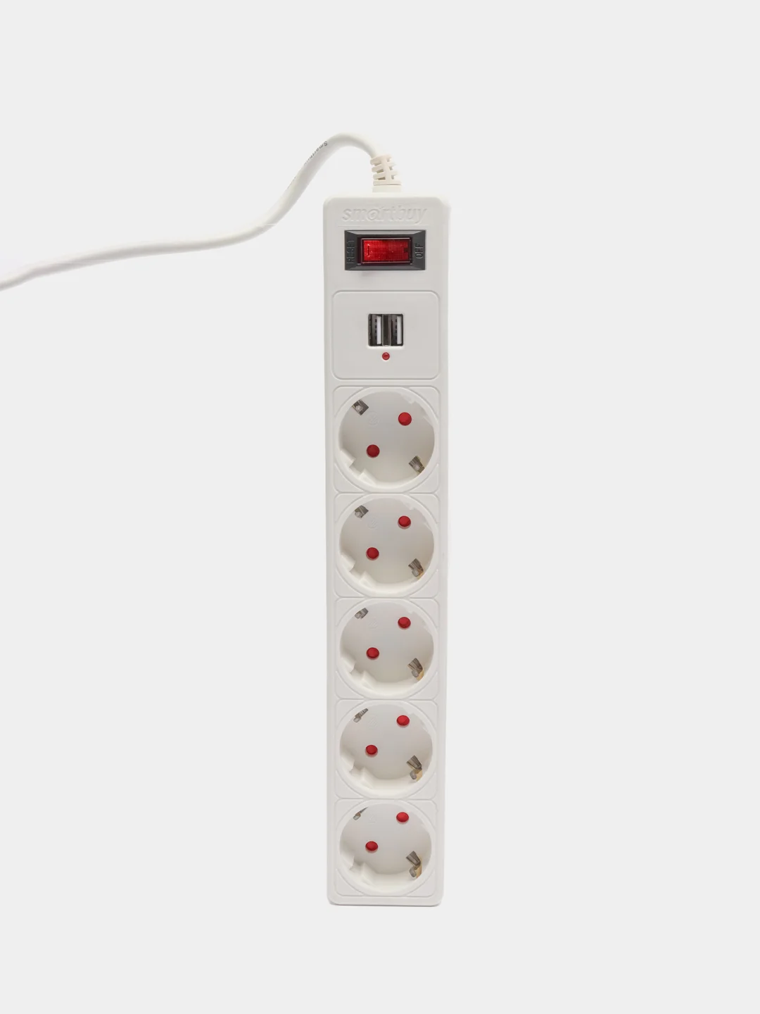 Белый сетевой фильтр Smartbuy SBSP-18U-W, 5 розеток, 2 USB, 1,8 м