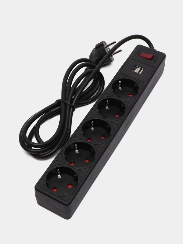 Сетевой фильтр Smartbuy SBSP-18U-W, 5 розеток, 2 USB, 1,8 м