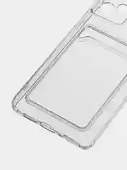 Белый чехол для Samsung Galaxy A73, Самсунг Галакси А73 прозрачный, с карманом для карты