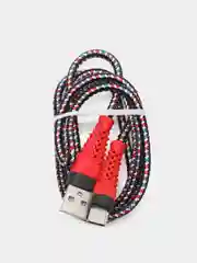 Красный кабель USB Type-C, тканевая оплетка, 1 метр
