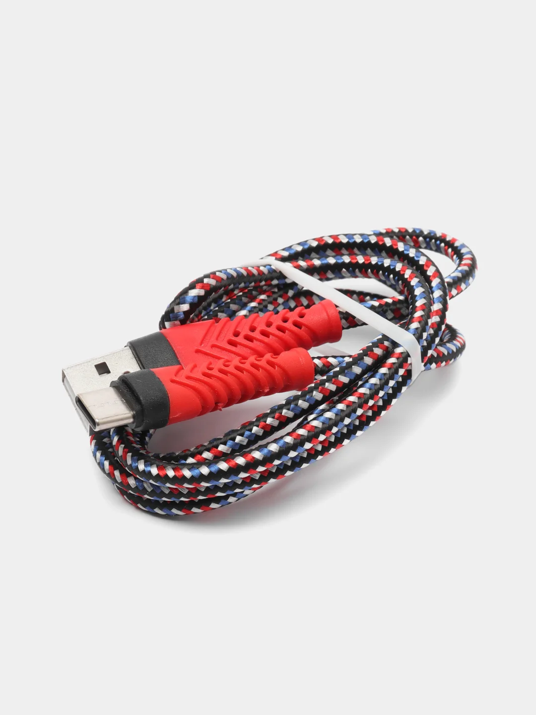 Красный кабель USB Type-C, тканевая оплетка, 1 метр