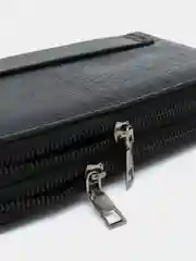 Черный клатч двойной, кожаный, на молнии, мужской, 3 модели