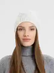 Молочный шапка женская  Колосок, бини вязаная на флисе, зима-осень
