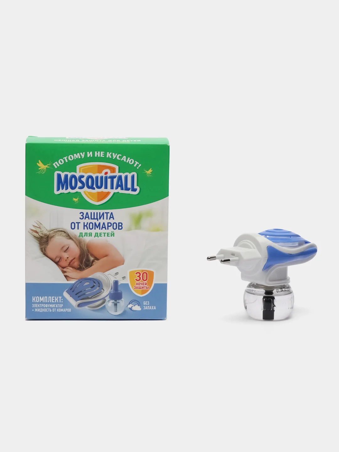 Mosquitall Фумигатор и Жидкость 30 ночей Нежная Защита для Детей от комаров 30мл