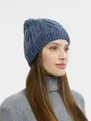 Индиго шапка женская  Колосок, бини вязаная на флисе, зима-осень