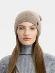 Бежевый шапка двойная женская"Джина"