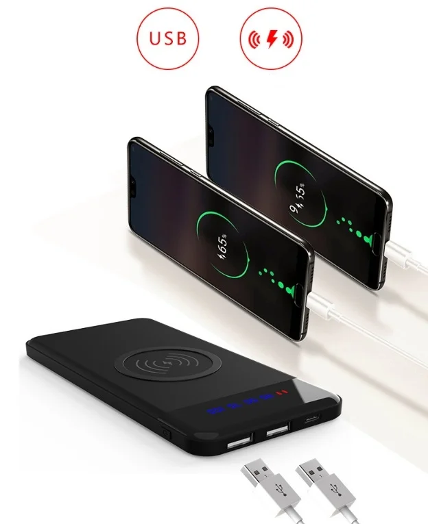 Повербанк, 8000 mAh с беспроводной зарядкой для смартфонов