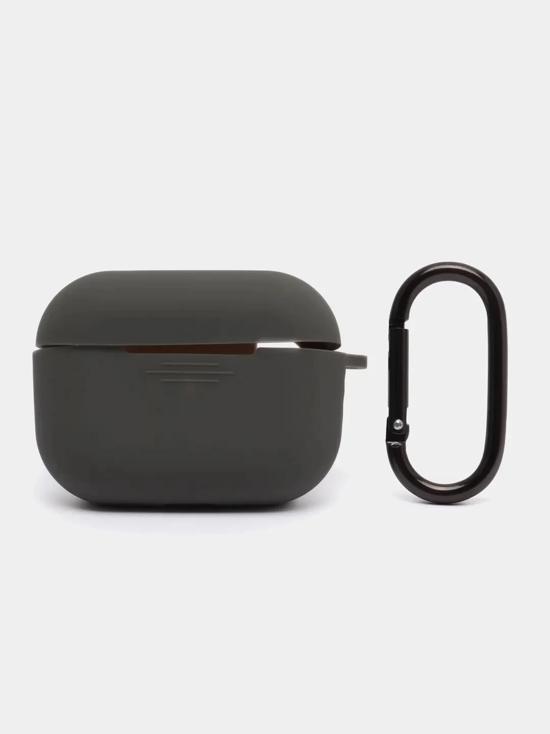 Серый силиконовый чехол для наушников AirPods Pro с карабином