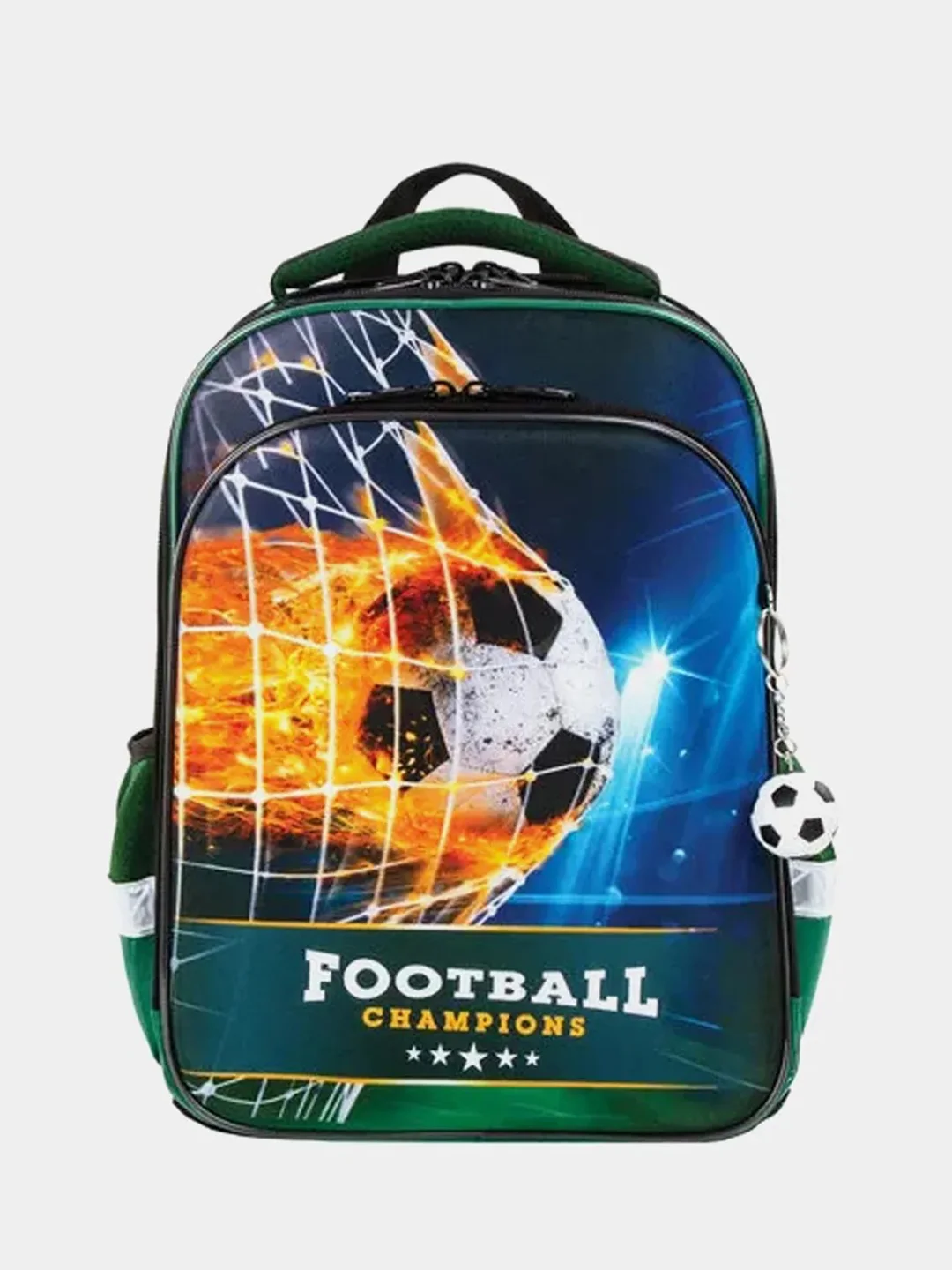 Рюкзак школьный Brauberg, с ортопедической спинкой, 3 отделения, с брелоком "Fire football", 37х28х18см