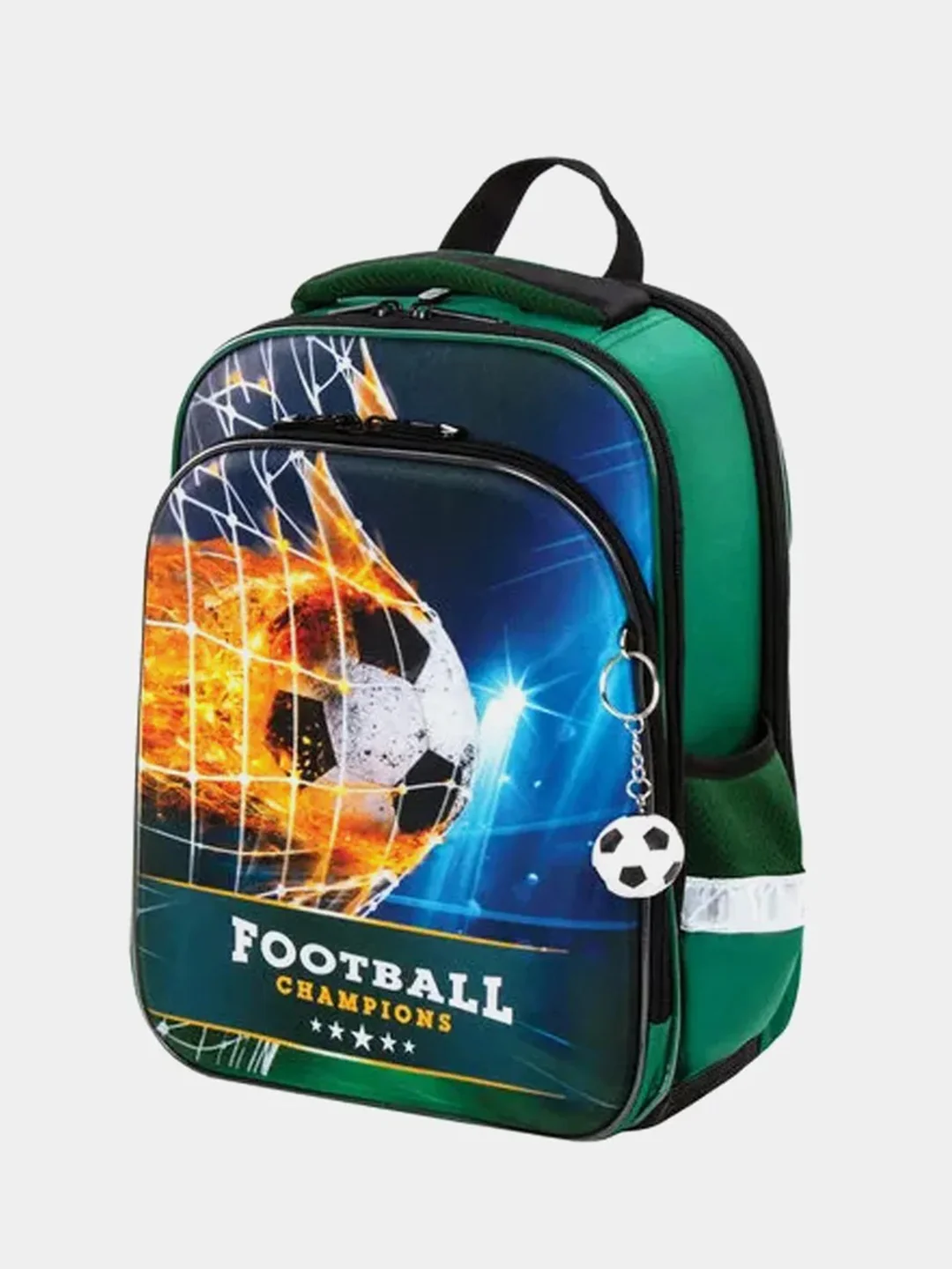 Рюкзак школьный Brauberg, с ортопедической спинкой, 3 отделения, с брелоком "Fire football", 37х28х18см