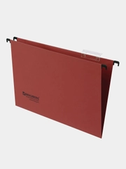 Подвесные папки А4/Foolscap (406х245 мм), до 80 листов, КОМПЛЕКТ 10 шт., красные, картон, BRAUBERG (Италия), 231796