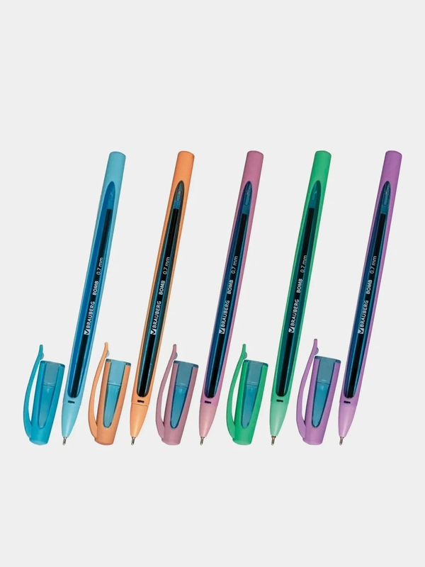 Ручка шариковая Bomb GT Pastel, синяя, 36 штук, прорезиненный корпус, Brauberg