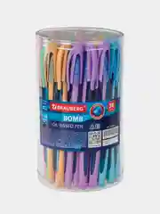 Ручка шариковая Bomb GT Pastel, синяя, 36 штук, прорезиненный корпус, Brauberg