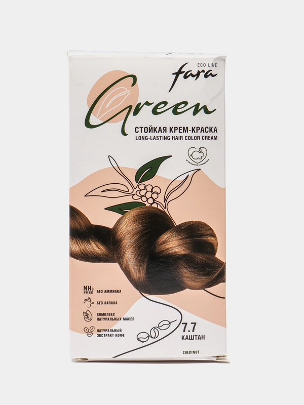Стойкая крем-краска для волос FARA Eco Line, тон 7.7, каштан