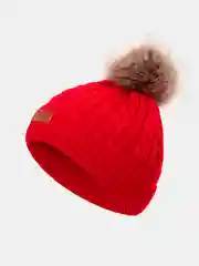 Красный детская шапка со съемным помпоном из меха