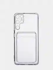 Силиконовый чехол для Samsung Galaxy S22 Ultra (Самсунг С22 ультра) с карманом, прозрачный