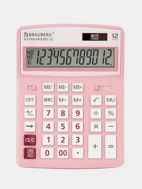 Калькулятор настольный Brauberg Extra Pastel-12-pk, 206 x 155 мм, 12 разрядов, розовый