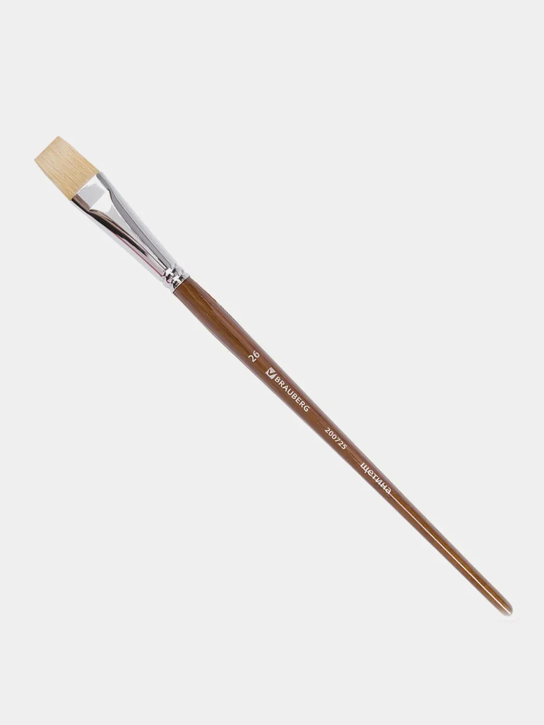 Кисть художественная профессиональная BRAUBERG ART "CLASSIC", щетина, плоская, № 26, длинная ручка, 200725