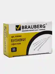 Булавки офисные BRAUBERG, 24 мм, 500 шт., в картонной коробке, 220562