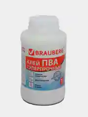 Клей ПВА BRAUBERG, 1 кг, суперпрочный (керамика, тканькожа дерево, бумага, картон), 600984