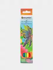 Карандаши цветные BRAUBERG "Wonderful butterfly", 6 цветов, заточенные