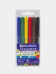 Фломастеры BRAUBERG "АКАДЕМИЯ", 6 цветов, вентилируемый колпачок