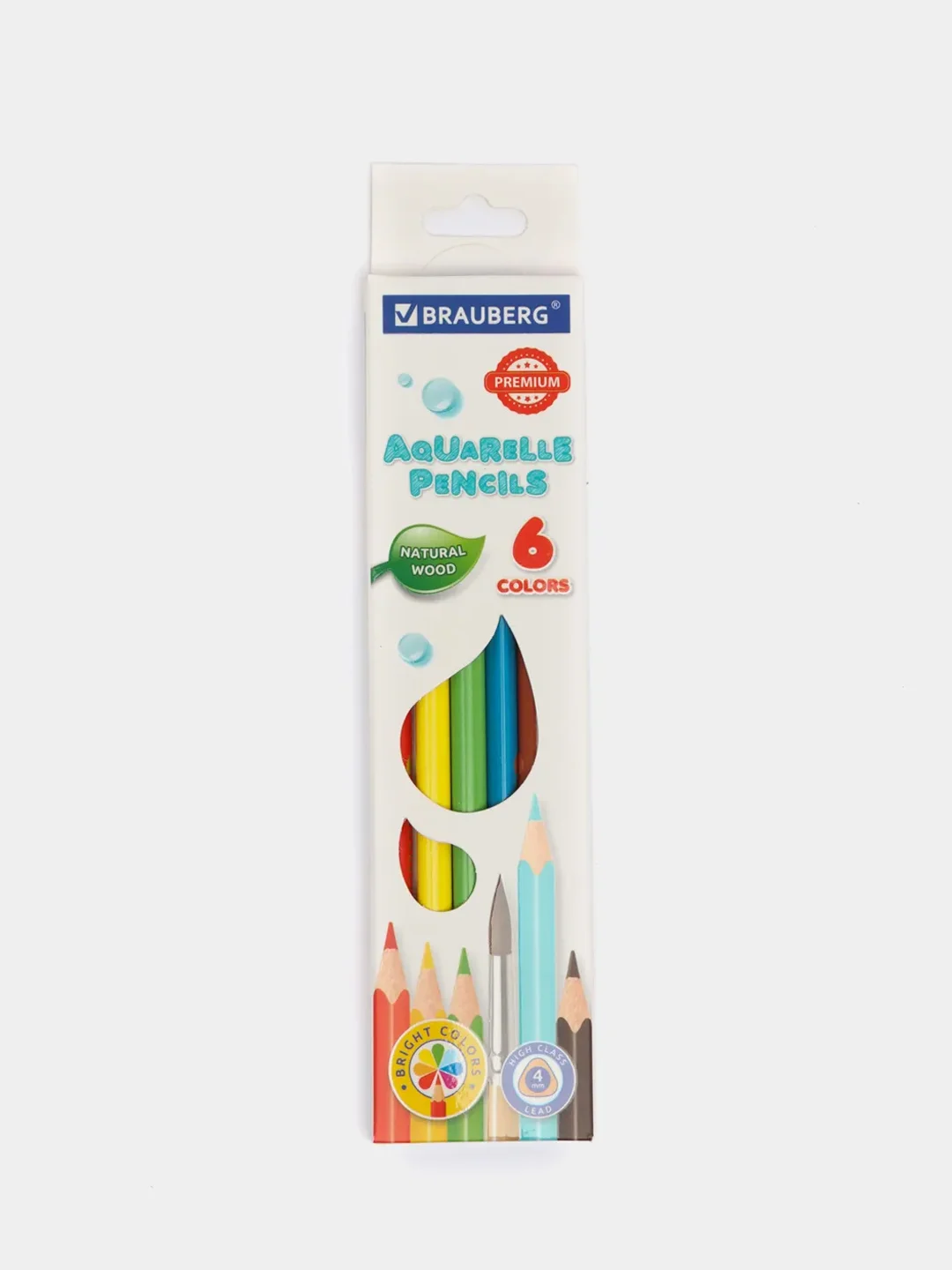 Карандаши цветные акварельные BRAUBERG PREMIUM AQUARELLE, 6 цветов