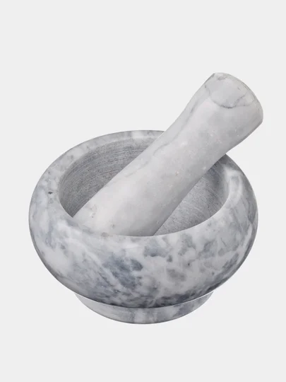 Белый ступка с пестиком, мрамор, 9 x 4,5 см