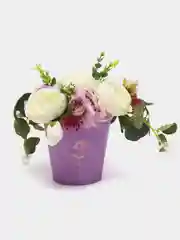 Лавандовый искусственные цветы пионы, готовая композиция в кашпо