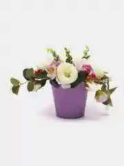 Лавандовый искусственные цветы пионы, готовая композиция в кашпо