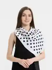 Белый женский платок из шелка, в горошек, разные цвета