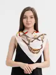 Белый женский платок из шелка, 90 х 90