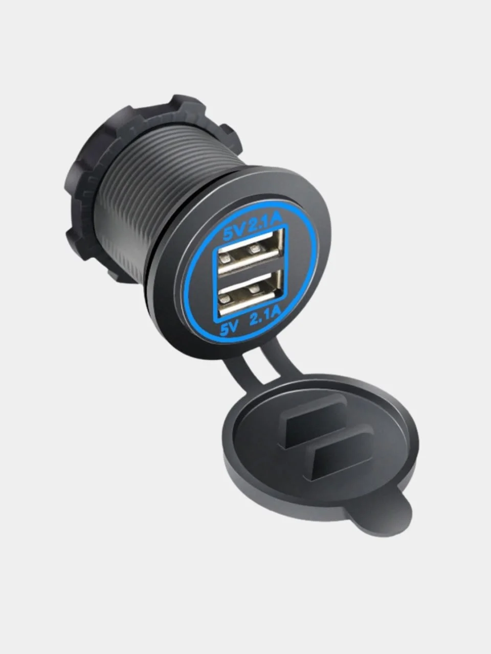 Голубой usb зарядное устройство (встраиваемое), 2.1А, автомобильное
