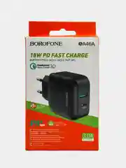 Белый зарядное устройство Borofone BA46A USB + Type-C PD (быстрая зарядка 3.0, 3A, 18W)