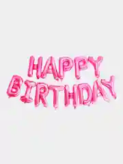 Розовый растяжка "Happy Birthday" из шаров