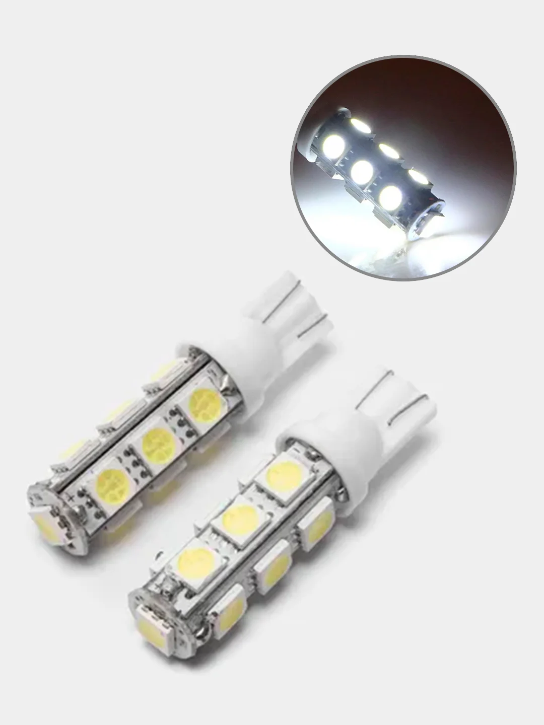 Белый светодиодная автомобильная LED лампа W5W T10, для ДХО и габаритных огней