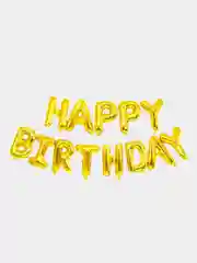 Золотой растяжка "Happy Birthday" из шаров