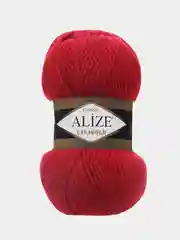 Красный пряжа Alize Lanagold, 49% шерсть, 51% акрил, 100 г, 240 м