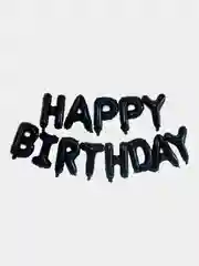 Черный растяжка "Happy Birthday" из шаров