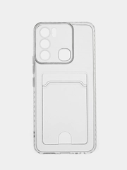 Чехол для Infinix Hot 12i, прозрачный с карманом для карты
