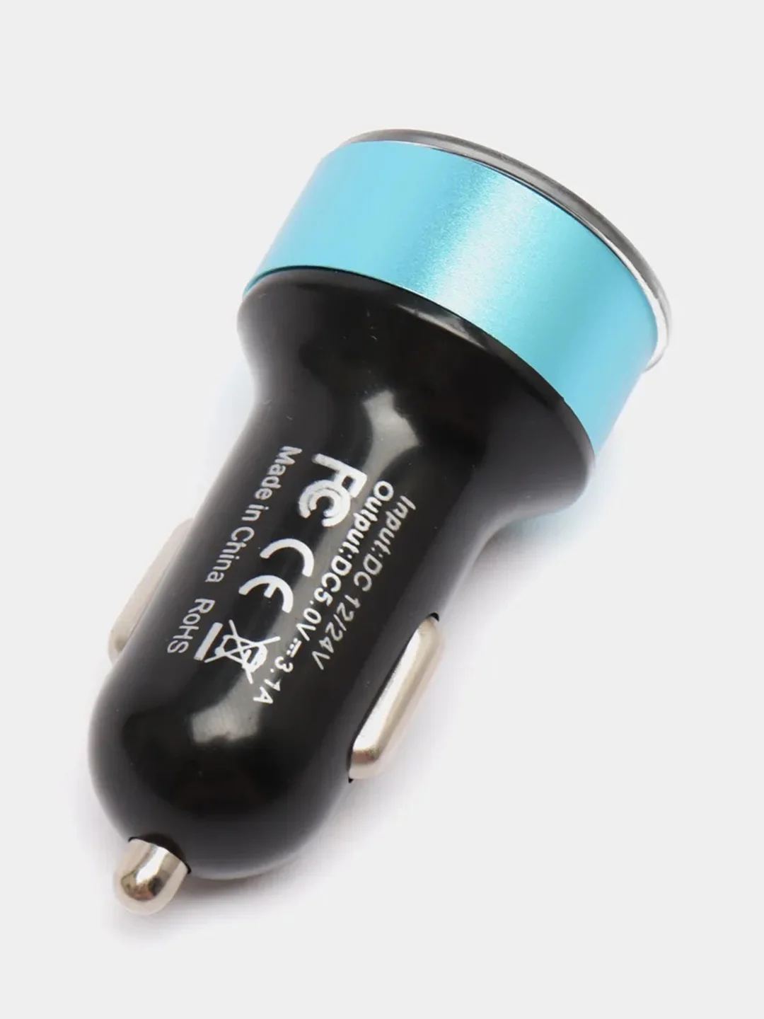 Голубой автомобильное зарядное устройство, 2 USB, 3.1 А в прикуриватель