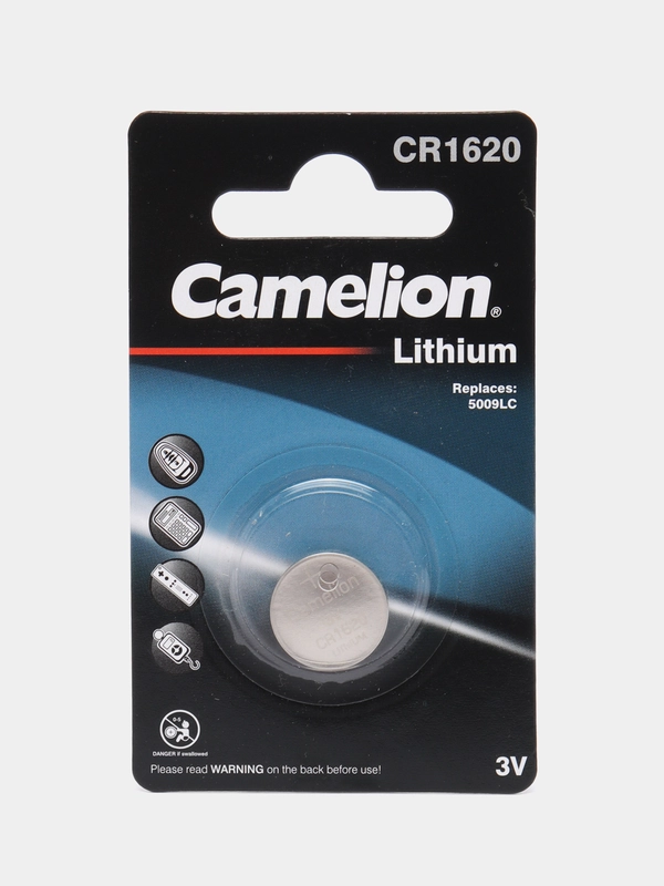 Батарейка литиевая Camelion CR1620 BP1B, 3 В, круглая "таблетка" 5009LC