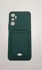 Зеленый чехол INFINIX HOT 20  с защитой камеры и карман для пластиковой карты