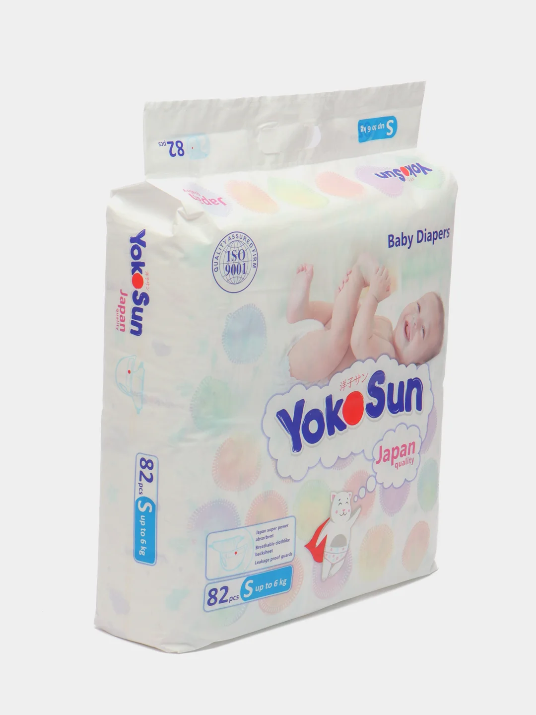 Подгузники YokoSun на липучках, размер S, до 6 кг, 82 штук